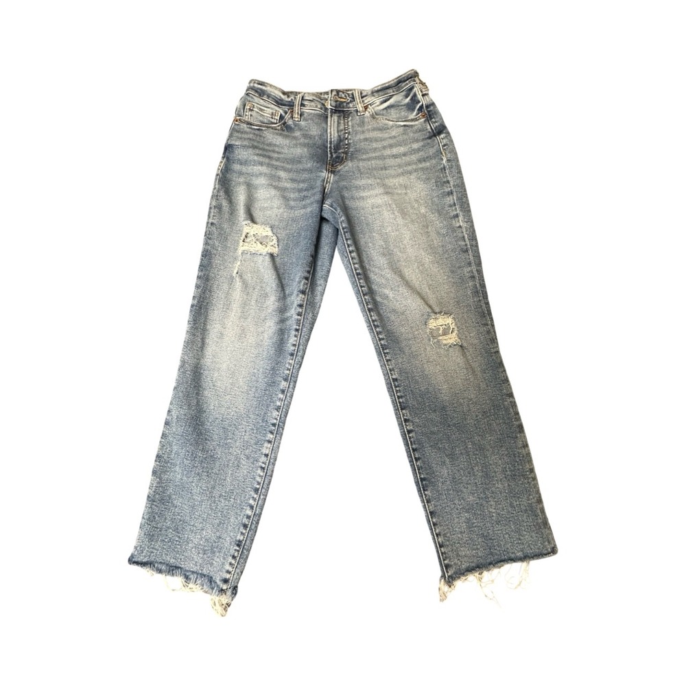 Old Navy Jeans Womens 6 Blue O.G. Straight High Rise Extra Stretch Distressed